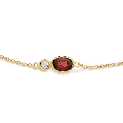 Pulseira em ouro amarelo com topázio branco e granada
