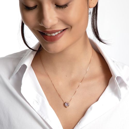 Gargantilha de ouro rosê com ametista