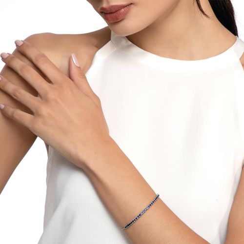 Pulseira riviera de safira em ouro branco