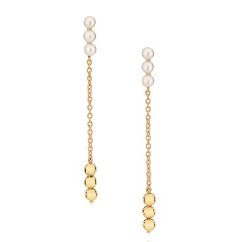 Brinco de pérolas de ouro amarelo