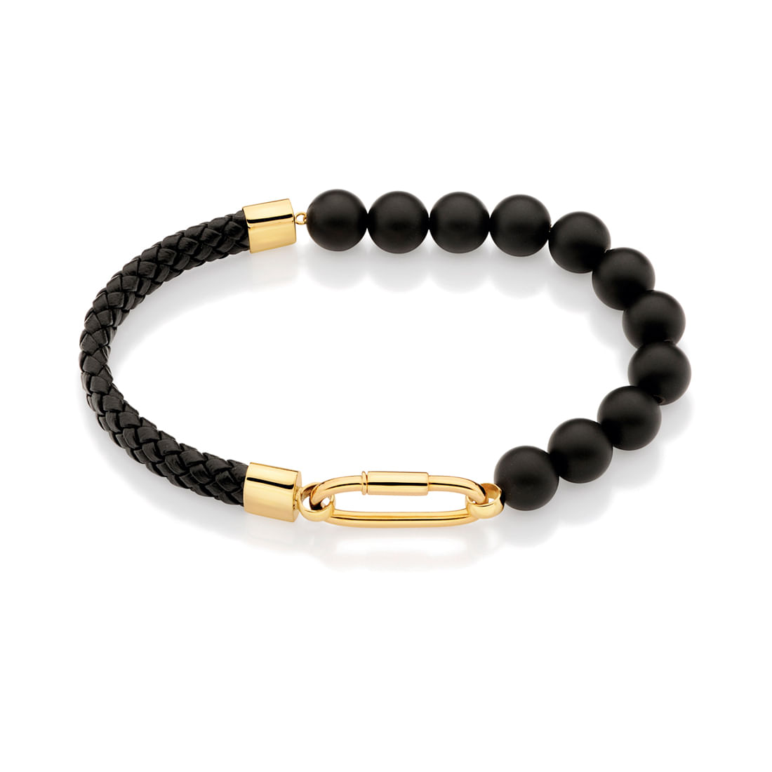 Pulseira-em-ouro-amarelo-com-agatas-negras-e-cordao-de-couro