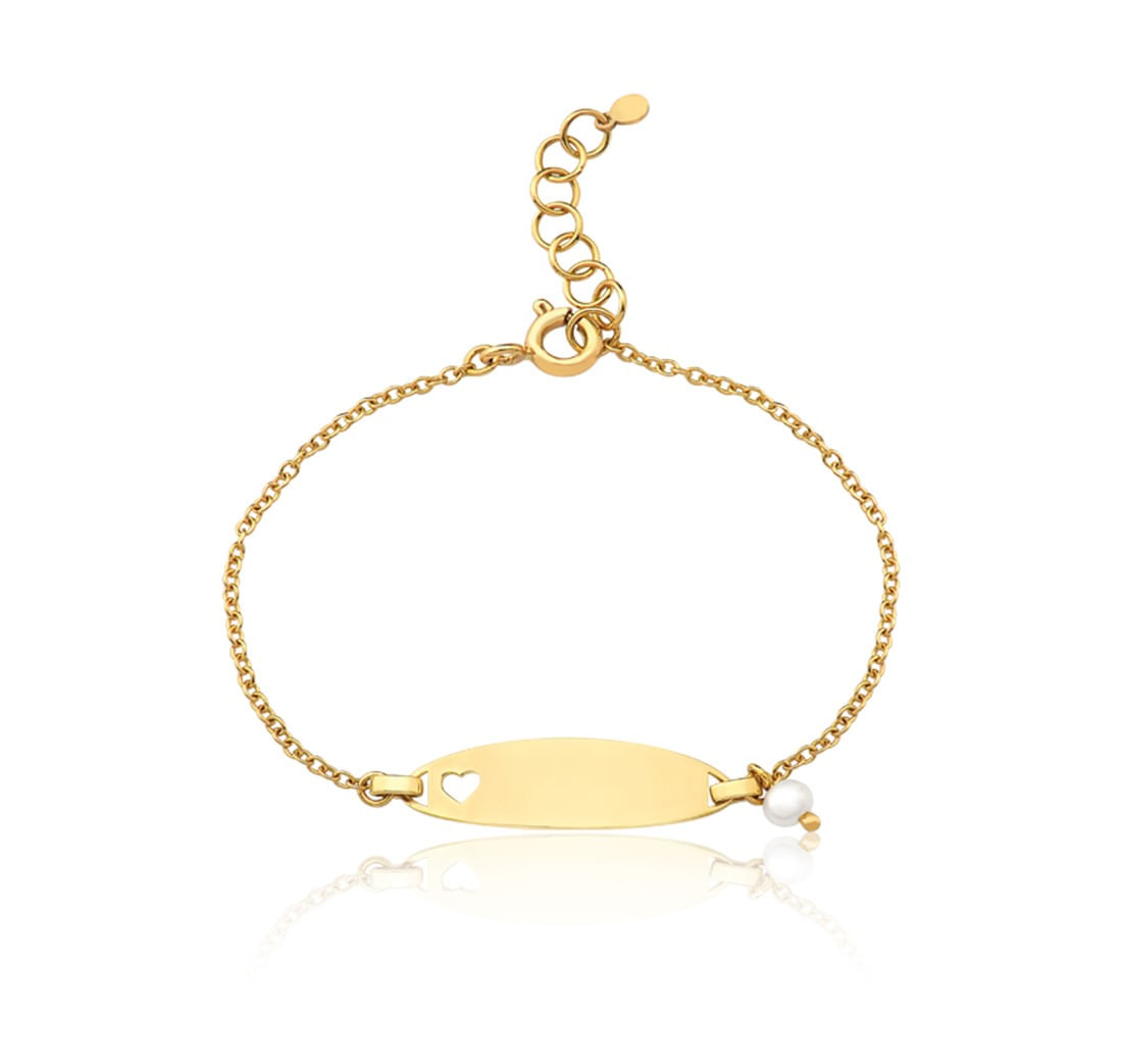 Pulseira-infantil-coracao-em-ouro-amarelo-com-perola