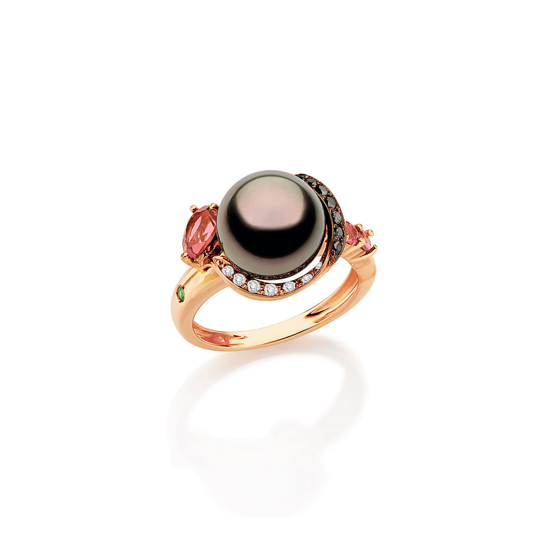 Anel-em-ouro-rose-com-diamantes-diamantes-black-esmeralda-turmalinas-e-perola-south-sea