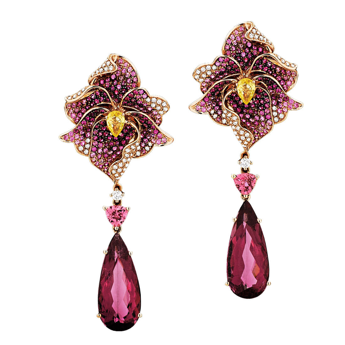 Brinco-flor-em-ouro-rose-com-pedras