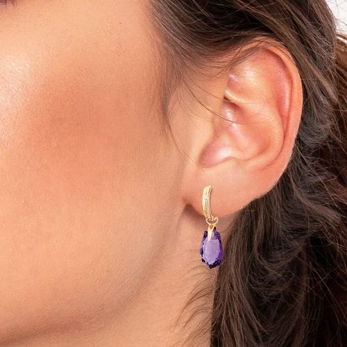 Brinco em ouro rosé com ametista e diamantes