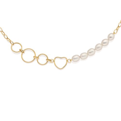 Colar em ouro amarelo com pérolas