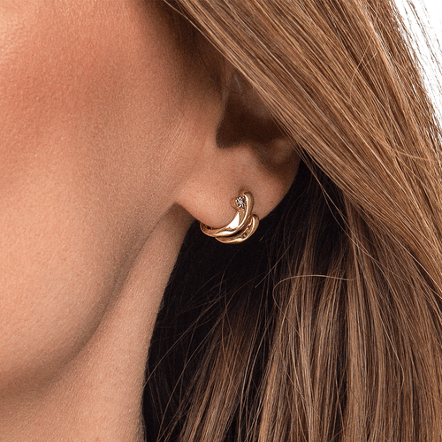 Brinco de ouro amarelo e ouro branco com diamante