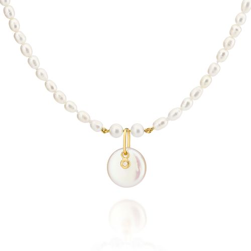 Pingente de Pérola Keshi, Diamante e Ouro Amarelo Ilumine-se