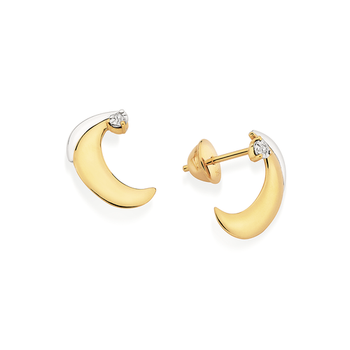 Brinco em ouro branco e ouro amarelo com diamantes em cravação artística