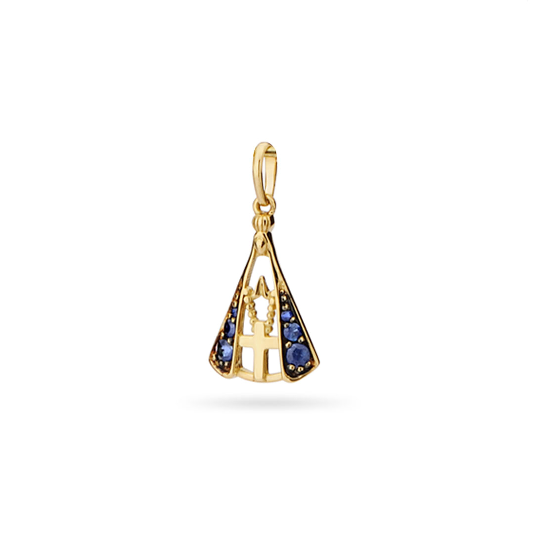 Pingente-Nossa-Senhora-Aparecida-ouro-amarelo-safiras-azuis-BE5921AS