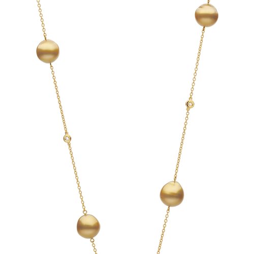 Colar em ouro amarelo com diamantes e pérolas South Sea Golden