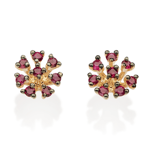 Brincos em ouro rose com rubis