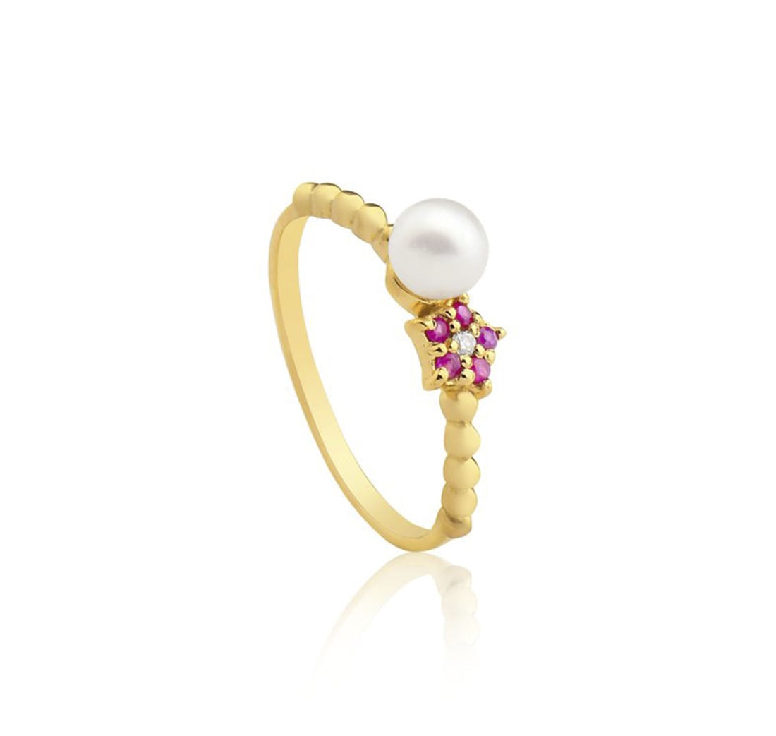 Anel-infantil-de-flor-com-diamante-rubis-e-perola