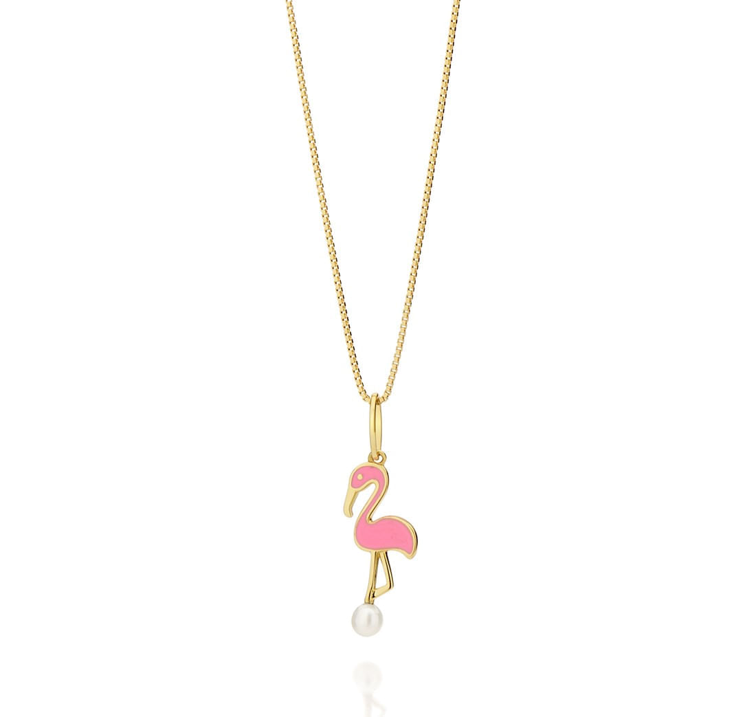 Pingente-infantil-flamingo-esmaltado