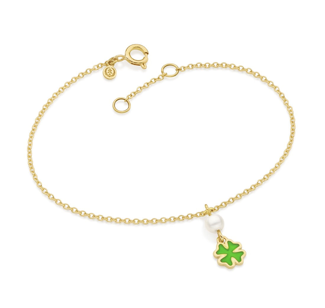 Pulseira-infantil-trevo-e-perola-em-ouro-amarelo
