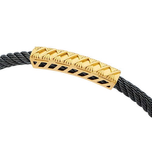 Pulseira Menuki com ornamento superior em ouro amarelo e pulseira e fecho em aço