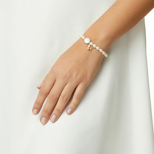 Pulseira de pérolas e tsuru em ouro amarelo 18k