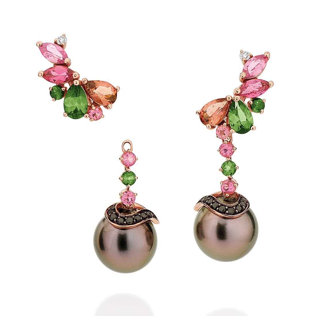 Brincos-em-ouro-rose-com-diamantes-diamantes-black-turmalinas-e-perolas-south-sea