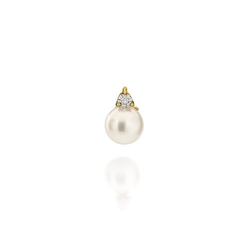 Pingente em ouro amarelo com diamante e pérola