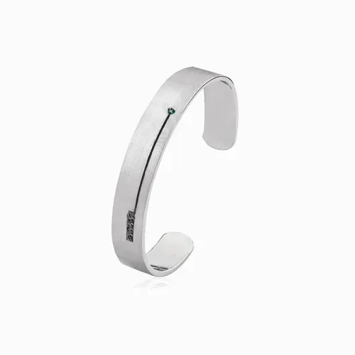Pulseira em prata com diamantes e esmeralda