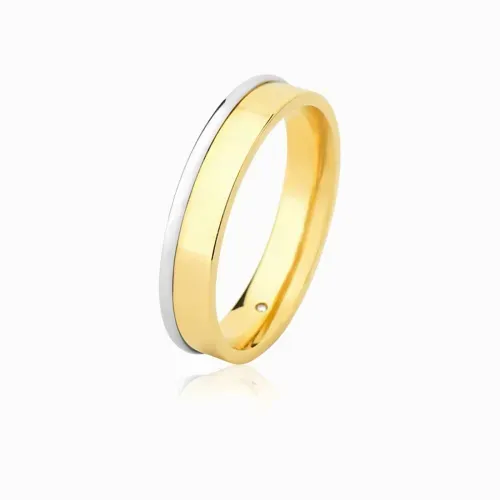 Aliança em ouro amarelo e branco