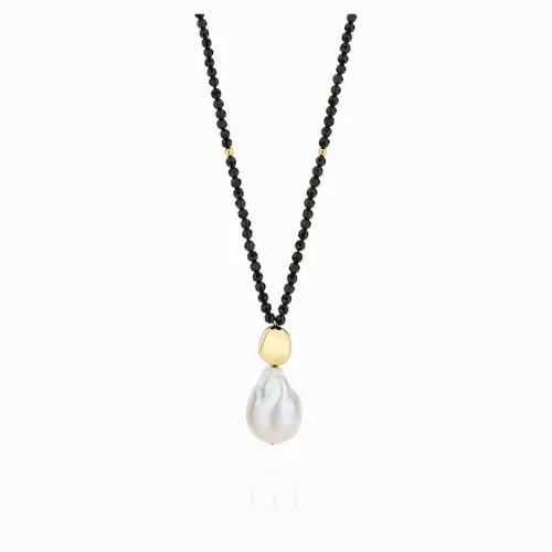 Colar em ouro amarelo com pérola barroca e espinélio
