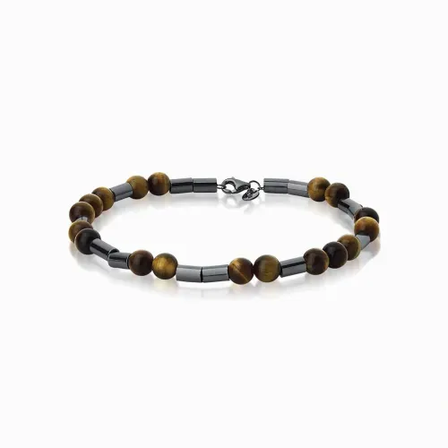 Pulseira olho de tigre com prata
