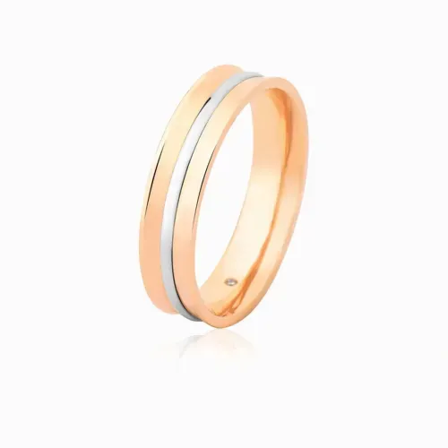 Aliança em ouro branco e ouro rosé