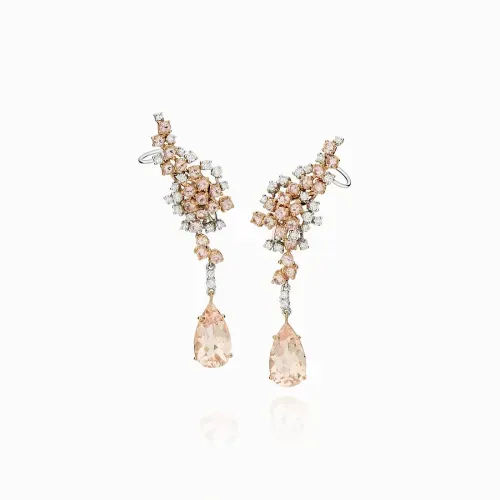 Brinco em ouro branco e rosé com pedras