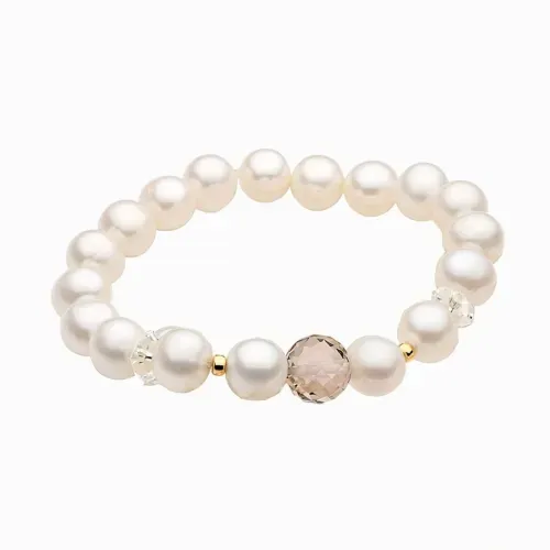 Pulseira de pérolas com ouro amarelo e cristal