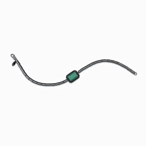 Pulseira de prata com quartzo verde e espinélios