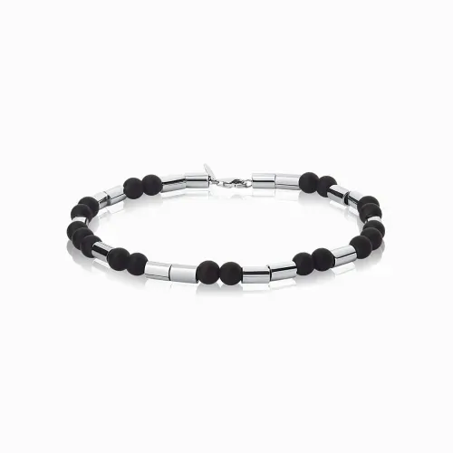 Pulseira em prata com agata negra