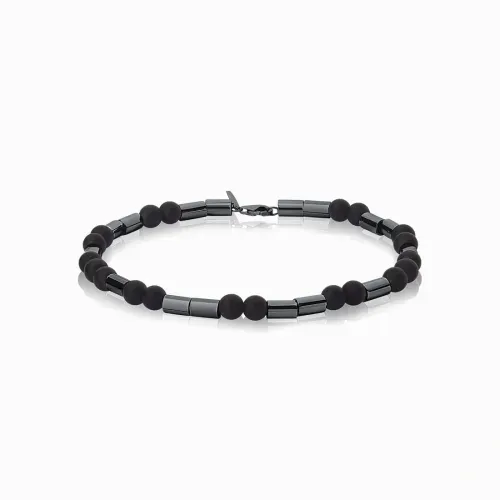 Pulseira de prata com ágata negra