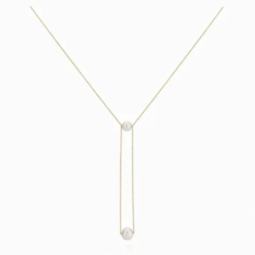 Gargantilha em ouro amarelo com pérolas