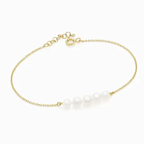 Pulseira de pérolas em ouro amarelo