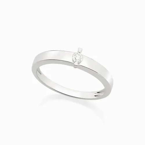 Anel em ouro branco com diamante