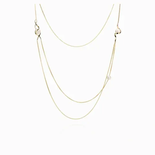 Colar em ouro amarelo com pérolas