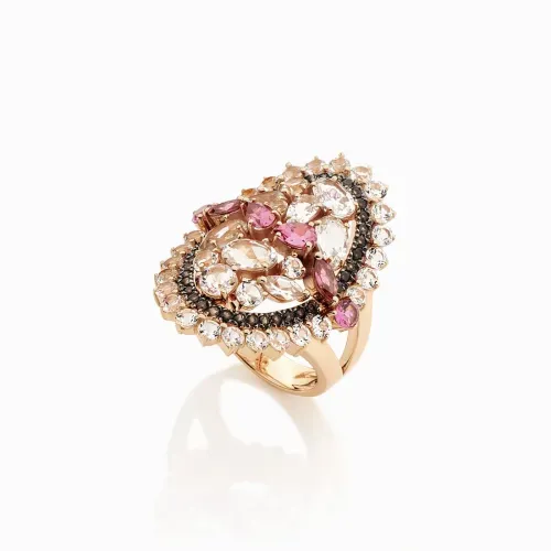 Anel em ouro rosé com pedras