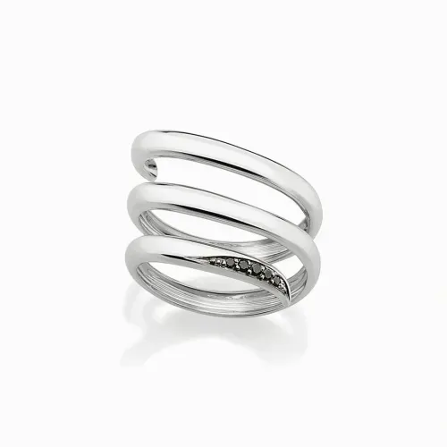 Anel em ouro branco com diamantes