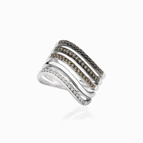 Anel em ouro branco com diamantes