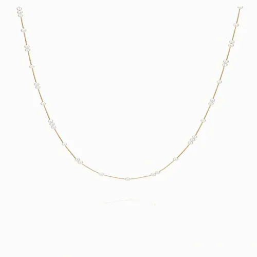 Colar em ouro amarelo com perolas