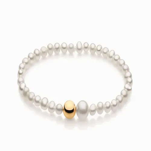 Pulseira de perolas com ouro amarelo