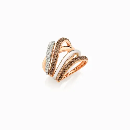 Anel em ouro branco e rosé com diamantes