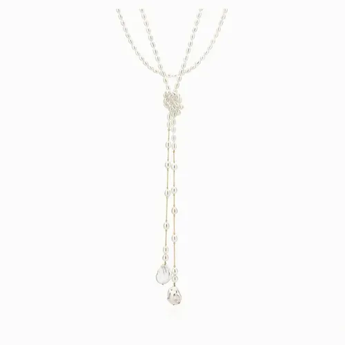 Colar de pérolas cascata com corrente em ouro amarelo e pérolas keshi