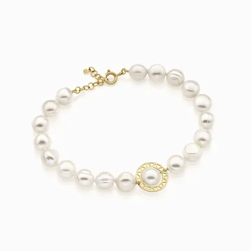 Pulseira de pérolas e ouro amarelo