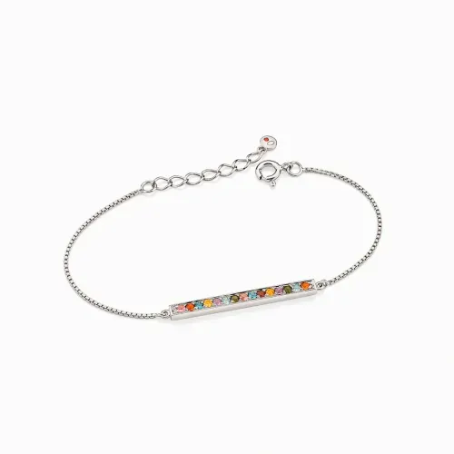 Pulseira em prata com pedras variadas