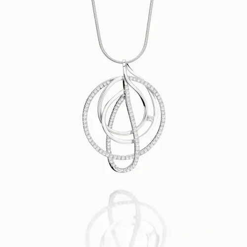 Pingente de ouro branco com diamantes
