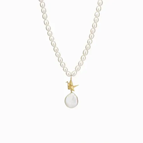 Colar tsuru com pérolas