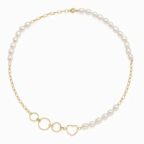 Colar em ouro amarelo com pérolas
