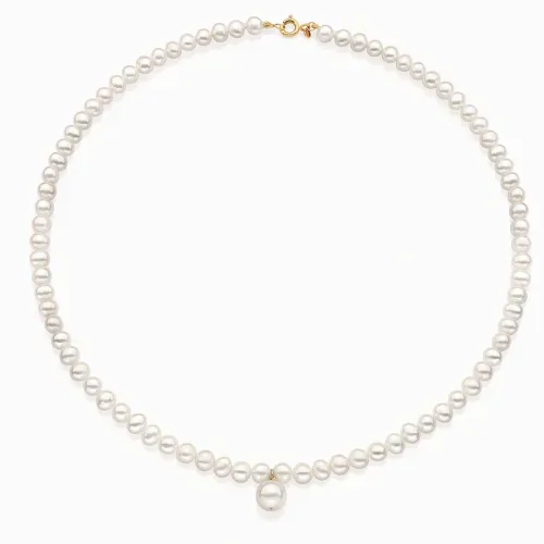 Colar de pérolas e ouro amarelo